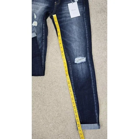 NEW Kancan Jeans Womens Sz 27 Cuffed Mid Rise Skinny Stretch Blue KC7105D NWT - Picture 11 of 12